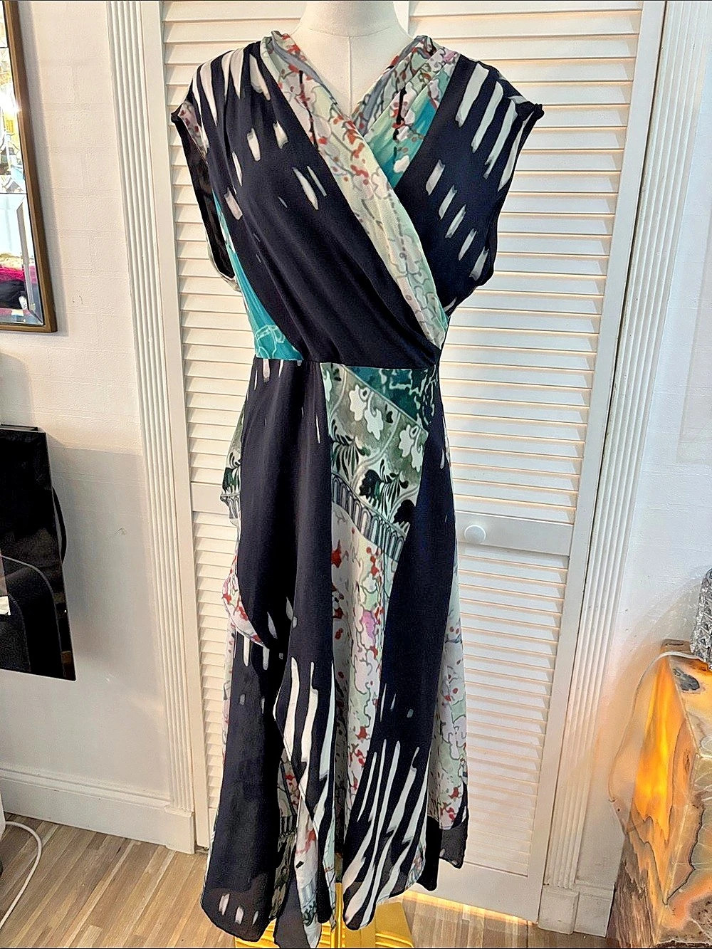Nicole Miller collection silk/ viscose blend Abstract Maxi Dress, US10
